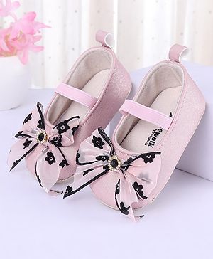 Cute Walk by Babyhug Ribbon Bow Applique Slip On Ballerina Booties - Pink