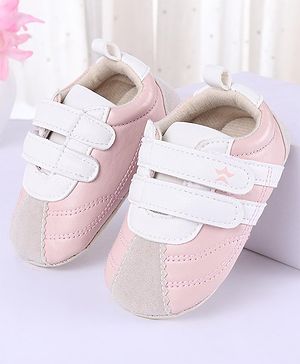 Cute Walk by Babyhug Colour Blocked Double Velcro Closure Booties - Pink