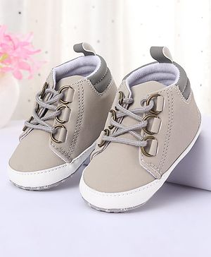 Cute Walk by Babyhug Booties with Lace Up Closure -  Grey