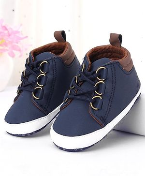 Cute Walk by Babyhug Lace Up Solid Booties - Dark Blue