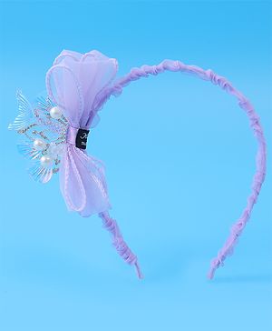 Pine Kids Bow & Fish Tail Hair Bands - Purple
