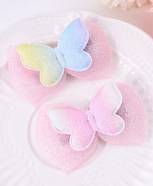 Babyhug Bow & Butterfly Hair Clips - Light Pink
