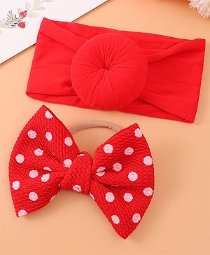 Babyhug Headband & Rubberband Combo Set of 2 - Red