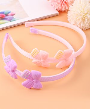 Babyhug Bow Hair Bands Set of 2 -  Pink & Purple