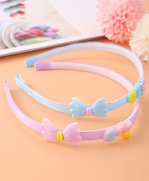 Babyhug Bow & Heart Charm Hair Bands Set of 2 - Blue & Purple