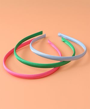 Pine Kids Set of Solid Hair Bands  Pack of 3 - Pink Green & Blue