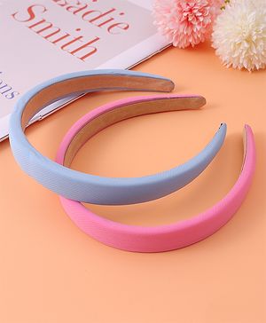 Pine Kids Set of Solid Hair Bands Pack of 2 - Pink & Light Blue
