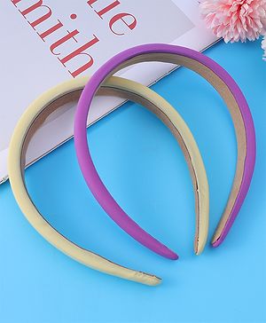 Pine Kids Set of Solid Hair Bands Pack of 2 - Purple & Beige