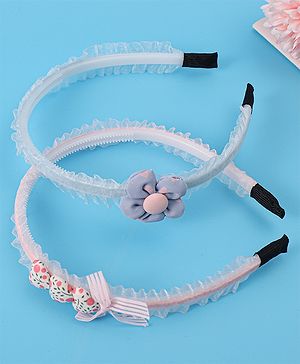 Pine Kids Set of Flowers & Bow Motifs Hair Bands Pack of 2 - Multicolor