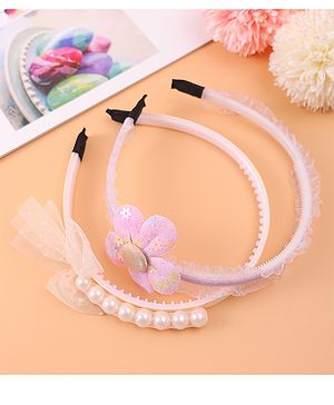 Pine Kids Bow & Flower Hair Bands Set of 2 - Multicolor