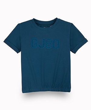 GINI & JONY Half Sleeves Brand Name Embroidered Tee - Mauve