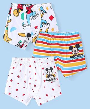 Babyhug Disney Interlock Knit Briefs With Mickey Mouse & Friends Graphics Pack Of 3 - White
