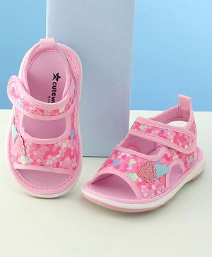 Cute Walk by Babyhug Velcro Closure Musical Sandal with Ice Cream Applique - Pink