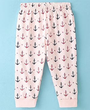 Ollypop Sinker Full Length Leggings Anchor Print - Baby Pink