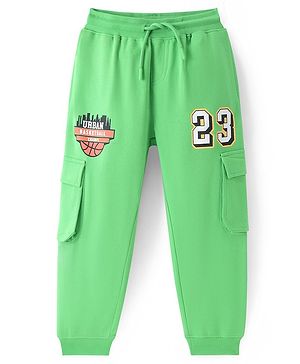 Pine Kids Full Length Comfort Fit Track Pants Basketball Print - Neon Green