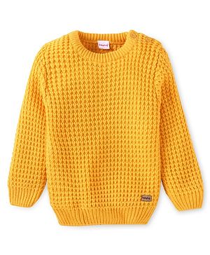 Babyhug Knitted Full Sleeves Solid Pullover Sweater - Yellow