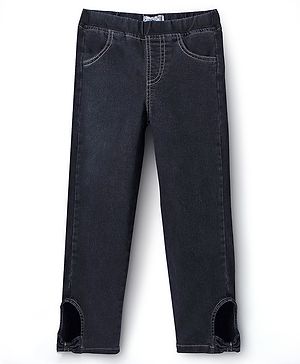 Arias Cotton Stretch Flared Denim Washed Solid Colour Jeggings - Black