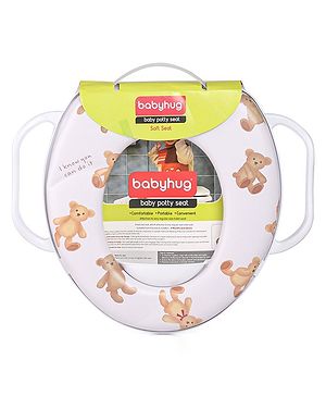 Babyhug Baby Potty Seat with Handle & Bear Print -  White