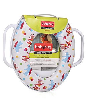 Babyhug Baby Potty Seat with Handle & Multicolour Print -  Blue & Red