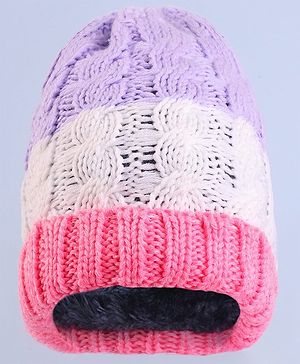 Pine Kids Winter Cap with Cable Knit Design - Multicolor