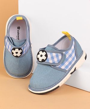 Cute Walk by Babyhug Musical Casual Shoes with Velcro Closure and Football Patch- Blue