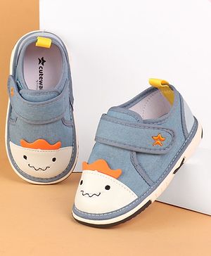 Cute Walk by Babyhug Casual Shoes With Velcro Closure Animal Patch - Blue