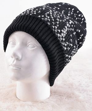 Pine Kids Knit Designed Winter Caps - Black