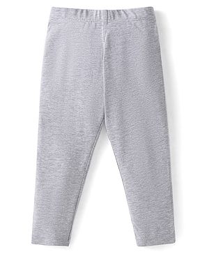 Babyhug Cotton Lycra Knit Full Length Solid Color Leggings with Stretch - Grey