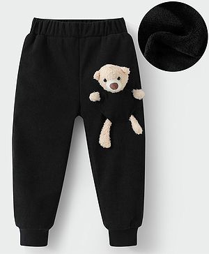 Kookie Kids Full Length Lounge Pants with Bear Applique - Black