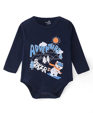 Doodle Poodle 100% Cotton Knit Full Sleeves Adventure Printed Onesie - Navy Blue