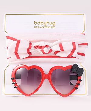 Babyhug Headbands with Bow & Sunglasses - Red