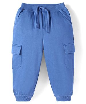 Babyhug Terry Knit Full Length Solid Lounge Pant - Blue