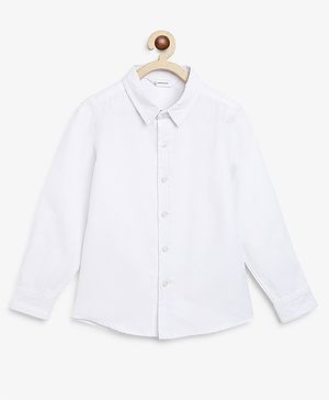 Campana 100% Cotton Full Sleeves Solid Oxford Shirt - White