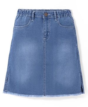 Pine Kids Knee Length Denim Washed Skirt - Navy Blue
