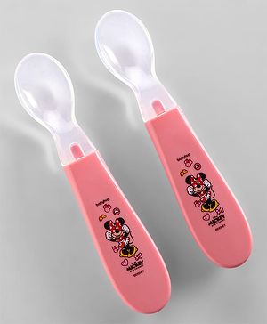 Babyhug Disney Mickey Mouse Silicone Spoons Pack of 2 - Pink