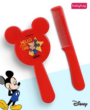 Babyhug Disney Mickey Mouse Easy Grip Hair Brush & Comb - Red