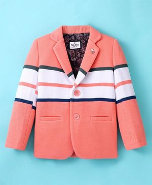 Noddy Full Sleeves Striped Colour Blocked Blazer - Peach