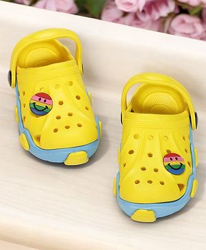 Lil Lollipop Smiley Applique Detailed Anti Slip Slingback Clogs - Yellow