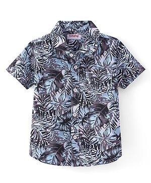 Babyhug Cotton Woven Half Sleeves Leaves Printed Shirt - Grey