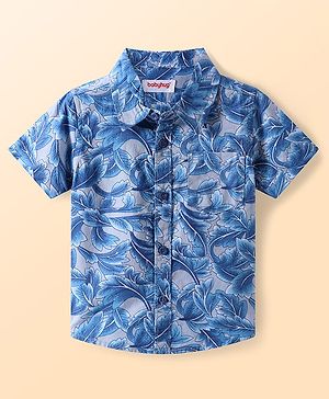 Babyhug Cotton Woven Half Sleeves Shirt with Tropical Theme Print - Blue