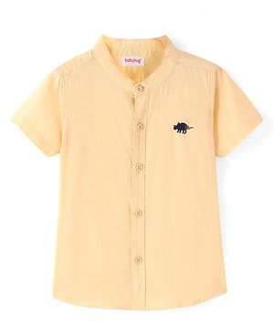 Babyhug Cotton Woven Half Sleeves Solid Color Shirt - Peach