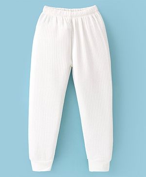 Simply Cotton Full Length Solid Thermal Pant - Off White