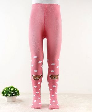 Cute Walk by Babyhug Antibacterial Footie Tights with Bear Design - Pink