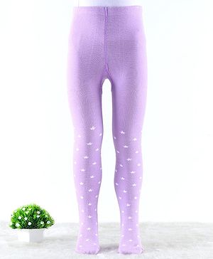 Cute Walk by Babyhug Antibacterial Footie Tights with Star Design - Lavender