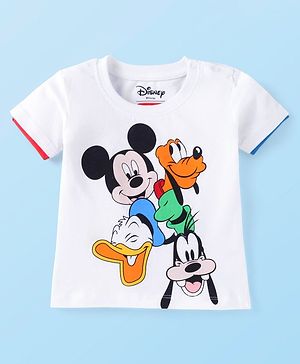 Babyhug Disney  Half Sleeves T-shirt With Mickey Mouse Graphics - White