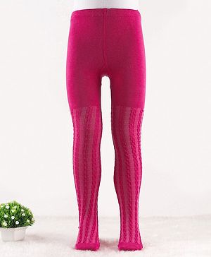 Cute Walk by Babyhug Knit Antibacterial Footed Tights Cable Knit Design - Pink