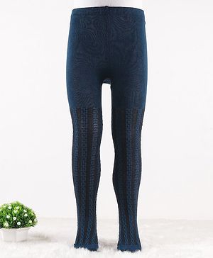 Cute Walk by Babyhug Knit Antibacterial Footed Tights Cable Knit Design - Navy Blue