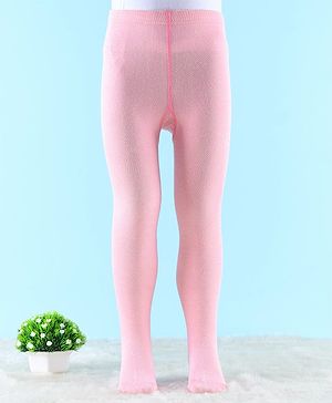 Cute Walk by Babyhug Lycra Knit Antibacterial Footed Tights Solid Colour - Pink