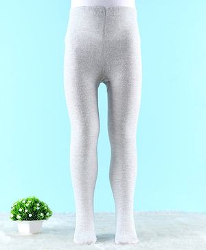 Cute Walk by Babyhug Antibacterial Solid Color Footie Tights - Grey