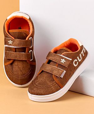 Cute Walk by Babyhug Casual Shoes With Velcro Closure Text Print - Brown